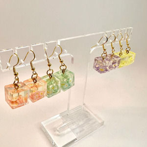 Flower Ice Cube Earrings - Summer Earrings - Club Earrings - Spring Earrings